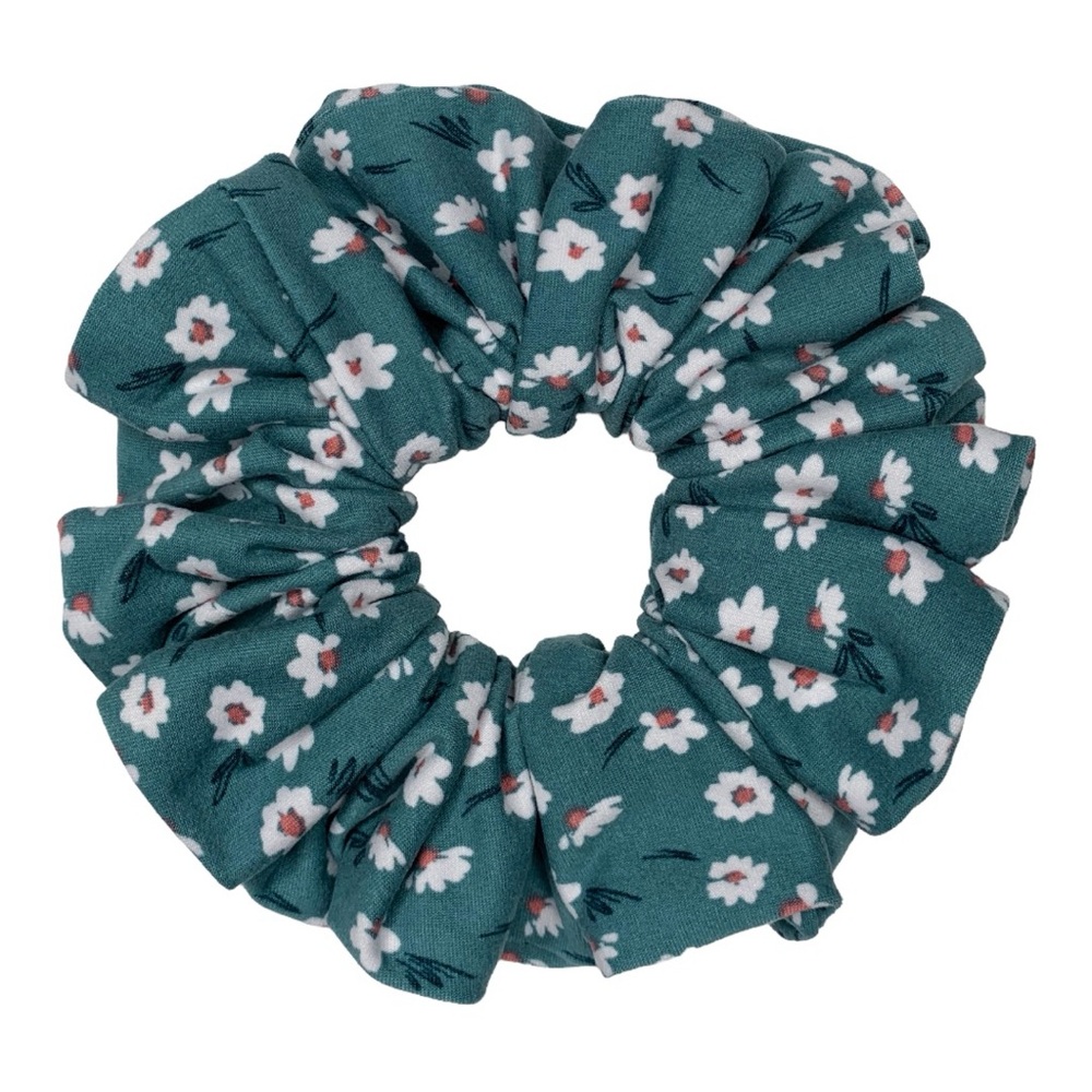 Handmade Floral Scrunchie Soft Green